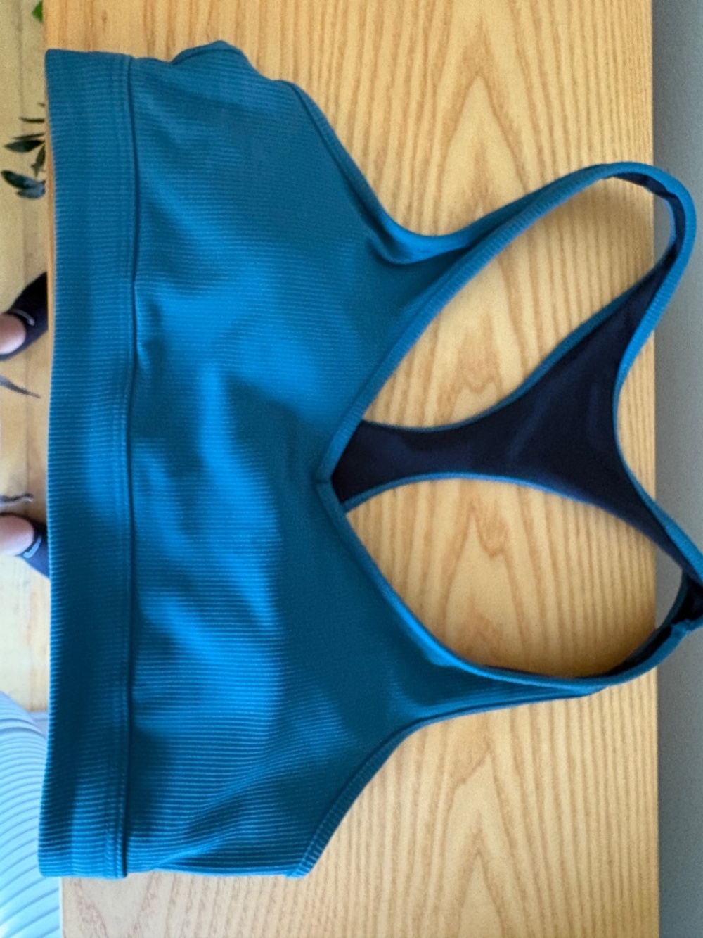 Oraki teal ribbed sports bra